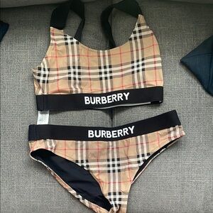 Burberry Beige and Black Plaid Bikini